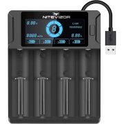 NiteVizor USB LCD Smart Universal Battery Charger 4 Bay for 18650 Batteries