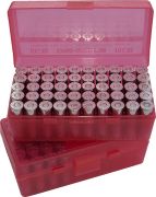 MTM P50-38 Ammo Box 38 Special, 357 Magnum Clear Red